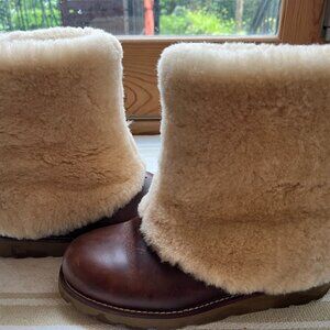 UGG Australia UGGS Women's Maylin shearling cuff brown leather boots size 6